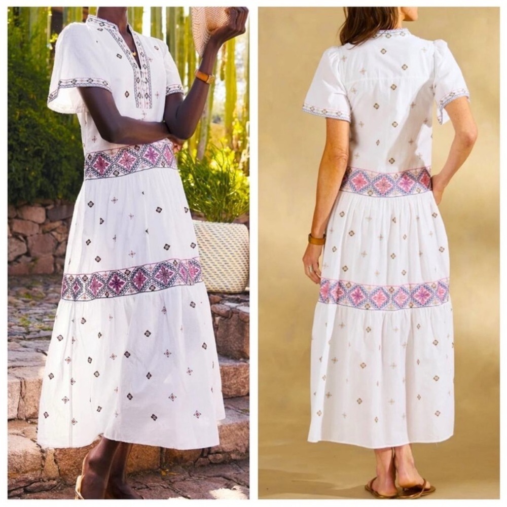 Sundance Women's Briella Embroidered Relaxed Maxi Dress CD4 White Medium NWT
